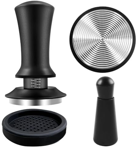 Kznifmk Juego de Compactador de Café de 51 Mm,Juego de Compactador de Café Expreso,Juego de con Compactador de Café con Base de Acero Inoxidable 304,para MáQuina de Café Expreso