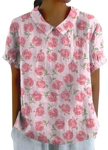 Blusa Cotone Donna in Saldo Camicia Donna Cotone Righe Verde Elegante Premaman Maglie Militare Maglietta Rosa Maniche Corte Maglia Larga T Shirts Sportiva Oversize Rossa Scollo V Manica Corta
