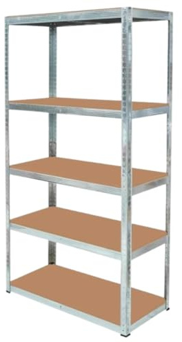5 Tier Storage Rack Heavy Duty Shelving Galvanised Steel Garage Shelves | Heavy Duty Shed Storage Racking Shelf | For Warehouse, For Workshop | For Office (Silver, 150cm x 70cm x 30cm, Pack of 1)
