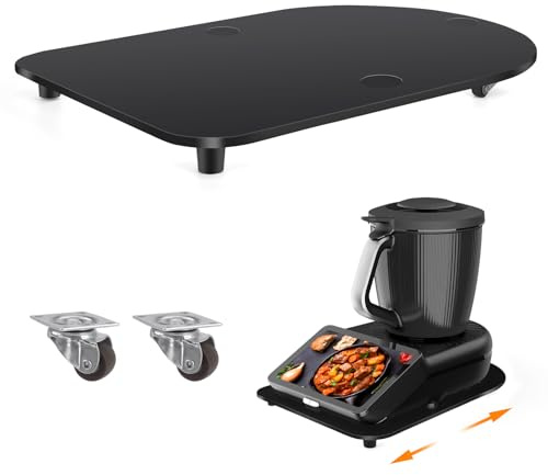 Glidbräda för Thermomix TM7, snabb flyttning rullbräda för Thermomix Vorwerk köksmaskin TM7 tillbehör underlag bräda (akryl – svart)