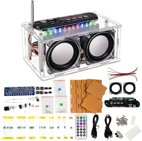 Afenau Elektroniskt kit, elektronikkit för montering med FM-radio, DIY Bluetooth-högtalarsats med LED, DIY elektronisk lödkit för skolutbildning och födelsedagspresenter