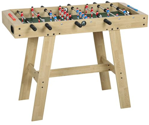 SPORTNOW Futbolín para Niños de Madera Mesa de Futbolín con Barras Telescópicas 2 Marcadores 8 Asas 22 Jugadores para Adultos y Niños Mayores de 6 años Familias Fiestas 114x78x88 cm Natural