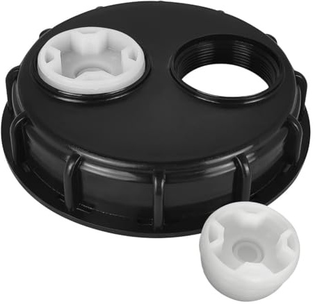 Homeponnew IBC - Tapa de depósito de 163 mm, tapa ventilada para depósitos de agua y barriles de lluvia IBC con doble orificio de ventilación, plástico negro