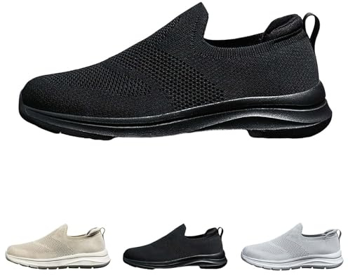 Lätta sommarskor, herr, mesh breeze skor, luftgenomsläppliga, löparskor, stora storlekar, slip-on, promenadskor, enfärgade fritidsskor, joggingskor, träningsskor 39–48