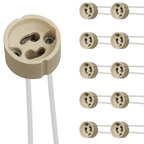 Maxled, Light is Led! 10 Stycken GU10 Fattning 12cm Silikonströmkabel 0,5mm² Keramisk Sockel för LED Glödlampa Halogen Värmetålighet Upp Till 300 ℃ 4A 250V Lampfattning