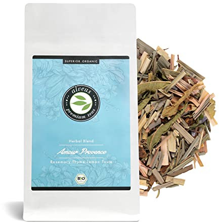 Amour Provence Thymian Rosmarin Zitronen Geschmacksbombe | Bio Kräutertee Lose mit 8 Leckeren Kräutern u. Gewürzen | ca. 35 Tassen u. Wiederschielbare Tüte - 100 Gramm von alveus
