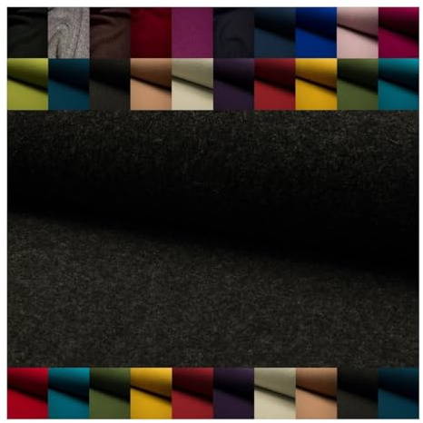 Fabrics-City Antracit valkloden tyg 620 g 100 % ny ull valkad ull, vintertyg för rockar, jackor & sömnad, kokt ull, lodtyg, ullfilt, kappa, 5049