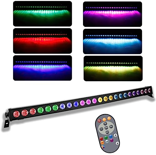 UKing LED Wall Wash Luci da DJ 24 x 3W LED Bar RGB Effetto Luce da Discoteca con Telecomando e Illuminazione Strobo dmx Controllata da Musica per Luci da Palco per DJ Party, 1 PCS
