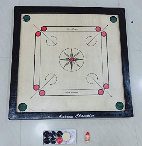 ONLINE SHOPPERS DELIGHT LTD Classic Carrom Board 66 cm x 26 Set mit Münzen Striker und Powder Carromboard schwarz
