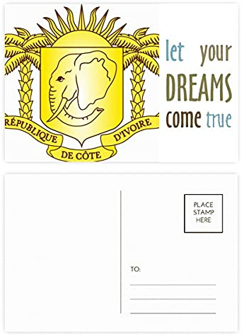 Coate d'Ivoire Postkarten-Set mit Nationalemblem, Land Dream Come True, 20 Stück