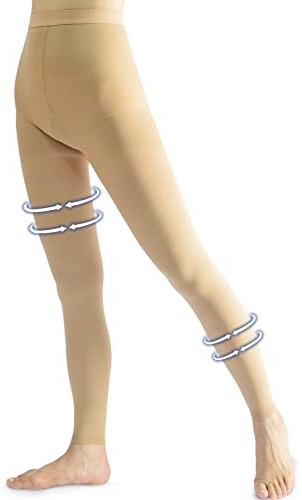 Beister Medical Compression Pantyhose for Women & Men, 20-30mmHg Graduated Support Tights, Opaque Footless Waist High Compression Stockings for Varicose Veins, Edema, Flight