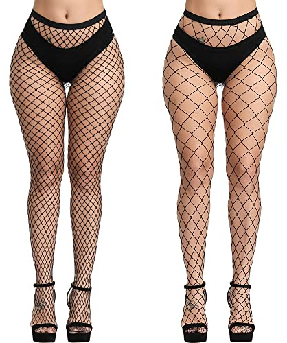 DRESHOW Mujeres Sexy Calcetines de Cintura Alta con Rejilla y Malla de Pantimedias