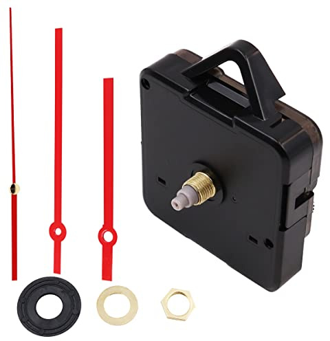 Namvo Kit de Mecanismo de Reloj de Cuarzo silencioso, Reloj de Pared de Eje Largo, Piezas de reparación de Movimiento de Motor, Kit de Movimiento de Reloj de Cuarzo para Manualidades (Mano roja)