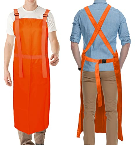 Yuehuamech Tablier de tonte Tablier d'atelier étanche Tablier de travail du bois pour hommes femmes Travail de jardin Aménagement paysager Cuisine Restaurant Café Maison BBQ Maison