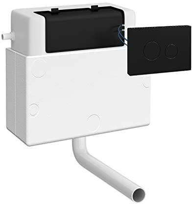 nuie XTY011M02 Ceramics Accessories Pneumatic Dual Flush Universal Access Concealed Cistern and Push Button Plate, 296mm, Matt Black