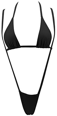 SHERRYLO Micro Bikini Extreme Slingshot G String Sling Bikinis Slutty Exotique Maillot de bain String Maillot de bain Lingerie pour femme, noir, Taille Unique