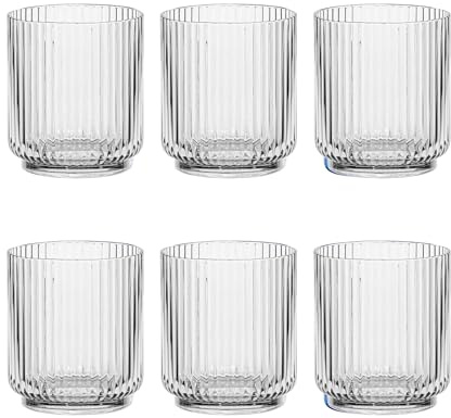 TarHong Mesa Premium Plastic Drinkware Tumbler/Double Old Fashioned, 15 Ounce, Clear, (Set of 6)