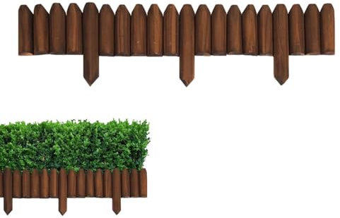Clôture courte en bois de jardin – Bordure de paysage, bordures décoratives flexibles | Bordure de parterre de fleurs sans creuser, clôture en bois pour maison, cour, treillage d'escalade, marron, 120