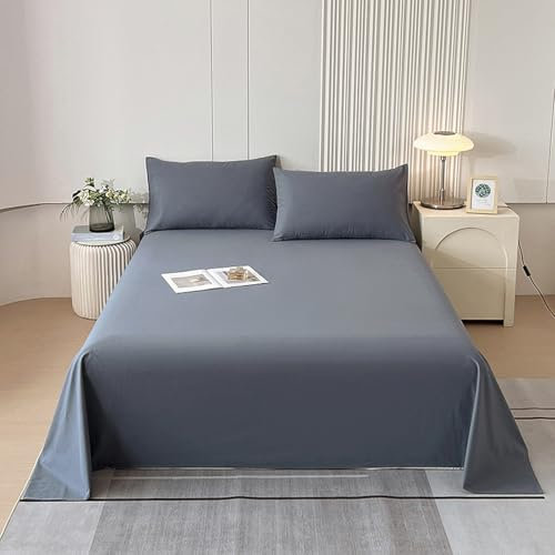 HAIBA Bettlaken ohne Gummizug 245x250cm Dunkelblau weiches und pflegeleichtes Betttuch aus 100% Baumwolle ohne Gummizug