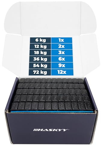 HASKYY Lot de 3600 masses d'équilibrage adhésives noires de 5 g pour jantes en aluminium - Revêtement plastique - Poids adhésifs FE