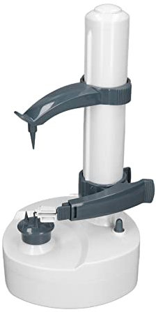 Pelador de patatas eléctrico, pelador de frutas, pelador automático de patatas, pelador de verduras giratorio, herramienta de pelado de cocina para verduras, funciona con pilas (Blanco)