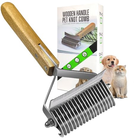 3-in-1 Dematting Comb for dogs&cats, Undercoat Rake for Thinning, and Smoothing (19 Teeth),Ergonomic Grooming Tool for Double Coat Pets (Golden Retrievers, Huskies, Long Hair Cats)