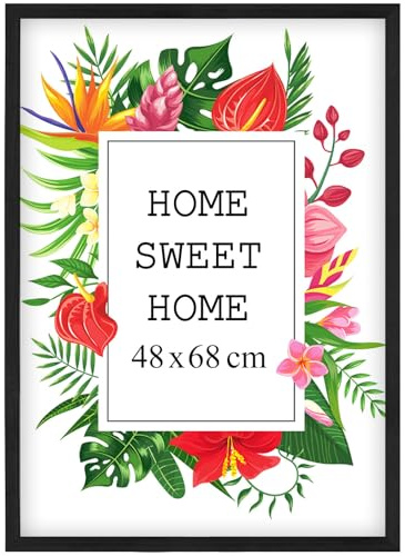 MG Design Cornice in legno Nero 48 x 68,3 cm – in vero legno con vetro acrilico, da appendere o da tavolo, per foto, poster e puzzle
