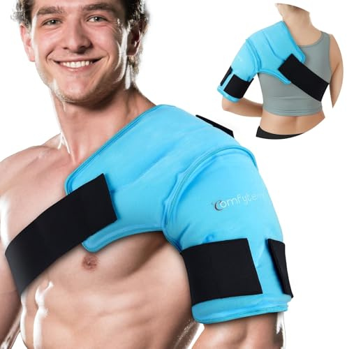 Comfytemp Reusable Shoulder Ice Pack Wrap for Rotator Cuff Pain Relief | Adjustable Shoulder Brace Ice Pack for Injuries, Hot & Cold Therapy for Joint & Muscle Pain Relief & Post-Surgery Recovery