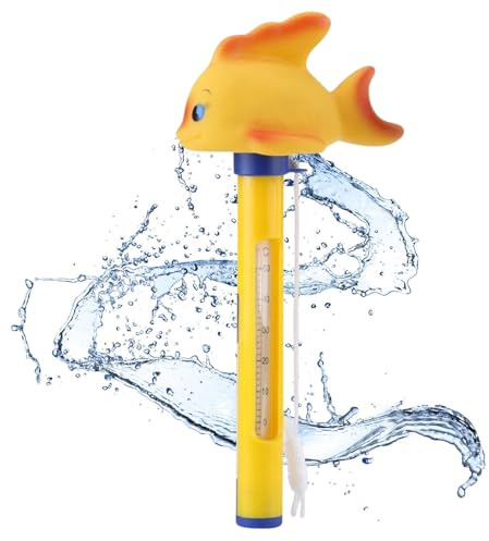 Flytande Vattentermometer, Flytande Termometer, Vattentemperaturtermometer, Badtermometer, Vattentermometer, Pooltermometer för Att Enkelt Läsa Vattentemperaturen med Rep för Badkar (Liten Gul Fisk)