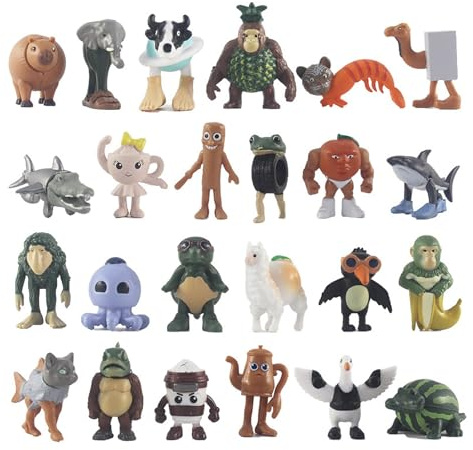 OptiPlay Chimpanzini Bananini Figure, 24 Pezzi Italian Brainrot Figure Set, Figurine Uomo di Legno, Decorazione da Scrivania, Regali per Fan, Colleghi, Amici