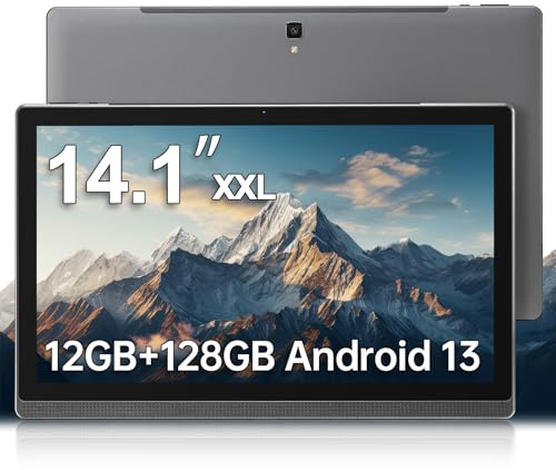HOOGEE Tablet 14.1 Zoll Android 13, 12GB RAM 128GB ROM (1TB erweiterbar), 10.000 mAh Akku, FHD IPS Display 1920x1200, GMS Zertifiziert, 13MP Dual-Kamera, Octa-Core, 2025