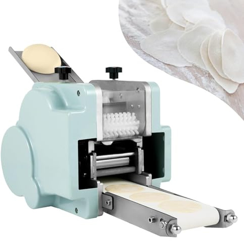 Automatisk dumpling skinntillverkningsmaskin, 140 W kommersiellt omslag producerar 50-60 omslag/min, lätt att rengöra rostfritt stål för kök och restaurang, inkluderar rund form