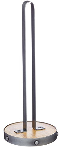 KitchenCraft Industrial Kitchen Metal/Wooden Kitchen Roll Holder, 31 cm (12)