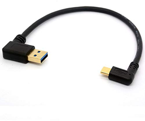 HUHANGGod Gold Plated Angled USB C Cable Extension 90 Degree Type C to USB 2.0 Right Angle Male Converter Data Sync USB-C Adapter cord (USB 3.0 Right)