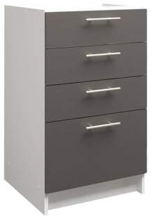 JD Greta Fixed Height 500mm Kitchen Drawer Base Cabinet Floor Unit (Without Worktop) – Dark Grey Matt