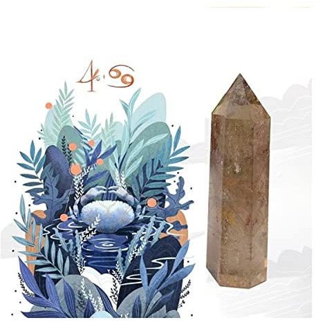JUIYU Crystal Stone Natural Crystal Column 12 Constellation Lucky Energy Gift Presents (Color : Cancer)