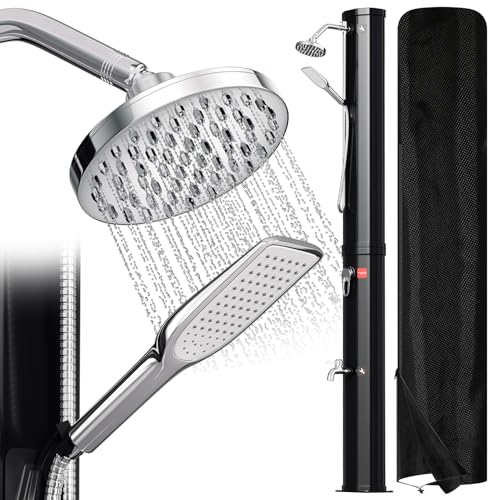 Ansobea 35 Liter Solardusche Bogen mit Schutzabdeckung und Duschablage,Gartendusche mit 180° Verstellbarer Regendusche für Garten, Pool und Camping - Heizt bis zu 60°C
