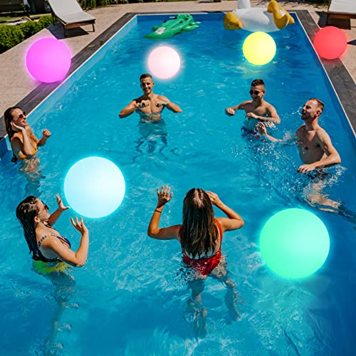 mizikuu Lampe Flottante Piscine, Boule Lumineuse Exterieure avec Télécommande Lumière de Spa à LED Lampe Flottante Sphère Éclairage pour Piscine Lampe de Nuit Étanche IP68 pour Jardin Plage