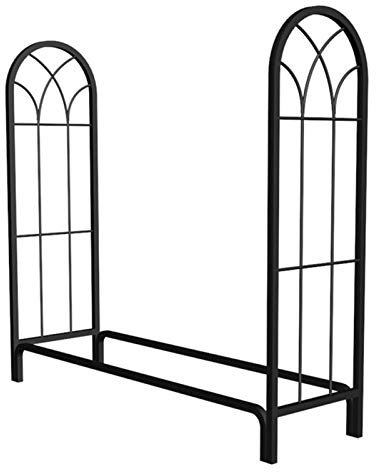 Estante for troncos de leña al aire libre casa de campo, apilador de madera de hierro forjado for estufa de leña/foso de chimenea/patio trasero, estante de pila de madera ( Color : Black , Size : L-12