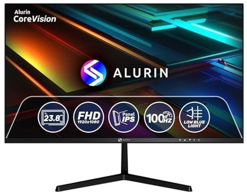 Alurin CoreVision Monitor 24 Pulgadas, FHD IPS 100Hz FreeSync, 1ms MPRT, HDMI/VGA, Antirreflejos, Low Blue Light, Ideal para Oficina, Gaming y Multimedia