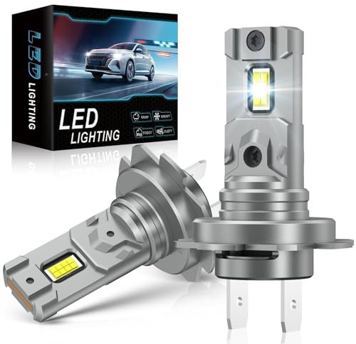 Dumgeo H7 LED, Bombilla LED H7 para Faros de Coche,12v 16000LM,6500K 500% Brillante,H7 1:1 Halogen Lamp Replacements Plug & Play Sin Polaridad Canbus Anti Error,2 LED Bombillas