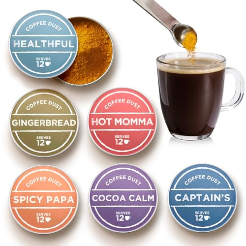 Coffee Dust Flavoring Powder, Sampler Set (72 Servings) – Healthy Coffee Dusting Flavor Variety Pack, All Natural Syrup Alternative, Adds Aroma, Taste & Wellness to Drinks, Tea & Foods - Whole30 Creamer Alternative