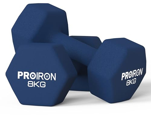 PROIRON Hantlar, neopren-hantelvikter på 1–10 kg, weights för hem gym, hantel för män och kvinnor, träning, tyngdlyftning, konditionsträning, som säljs i par eller i en uppsättning