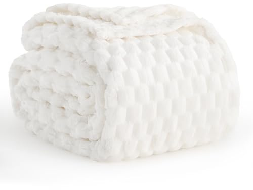 Aisbo Plaid Polaire Couverture Canape - Plaid Lit Jete de Canapé, Couverture Flanelle 150x200 cm 1 Personne Doux et Chaud, Blanc