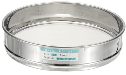 PATIKIL 50 Mesh(0.35mm) Lab Sieve, 11.8(30cm) Diameter Sifting Screen 304 Stainless Steel Wire Cloth Fine Mesh Sieve for Industrial Laboratory Home Soil Sifter Dry Sift Screens Hash