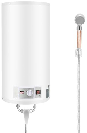 Calentador de agua eléctrico de acumulación, 50 l, con ducha y protección contra fugas, pantalla de temperatura, globo de agua caliente eléctrico, para cocina, aseo, apartamentos, etc