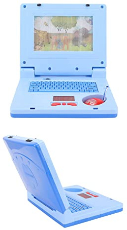 MENDUNER Computadora de Aprendizaje para Niños Pequeños con Música y Altavoz, Computadora Portátil Educativa LED para Niños, Diseño Seguro, Material Plástico, Edades 3-6 (Ratón Azul no retráctil)