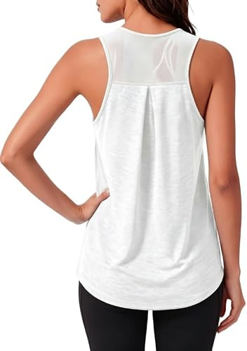 PINSPARK Dam sportlinne ärmlös skjorta linne andas racerback mesh rygg fitness toppar gym lätt sporttopp lös yoga toppar