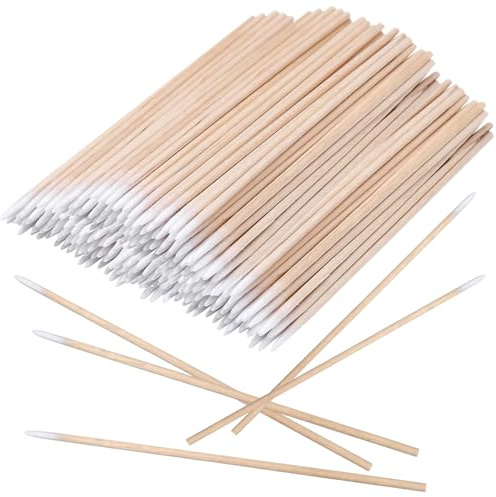 400 bastoncini di cotone con manico in legno, 7 cm, tamponi di cotone monotesta, applicatore per bastoncini di cotone con punta di precisione con bastoncini di legno, bastoncini di pulizia, per