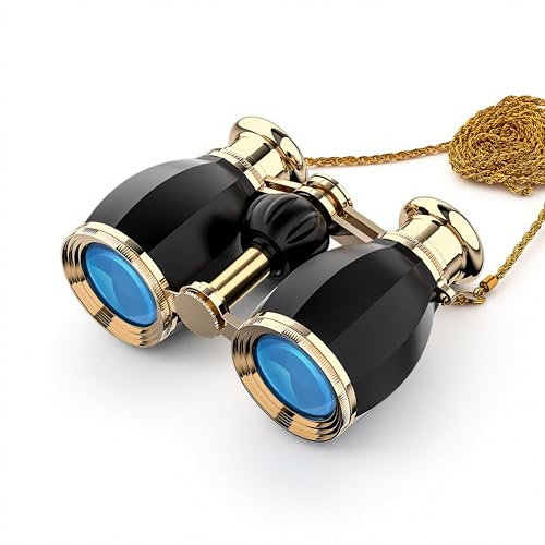 ESSLNB Operngläser 4X30 für Damen Theater Fernglas mit Kette und Tasche Optisches Glas für Oper Konzert als Geschenk (Schwarzes)